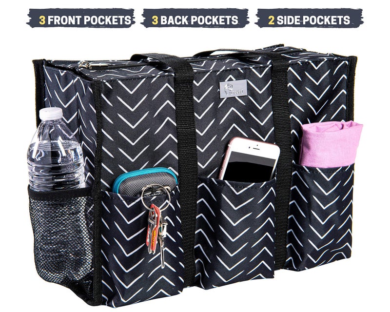 Pursetti Utility Tote -Perfect as Nurse, Teacher, Work Bags for Women & Craft Tote (Hatch Mark_Large) - Image 3